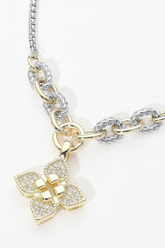 Floral Crystal Pendant Necklace