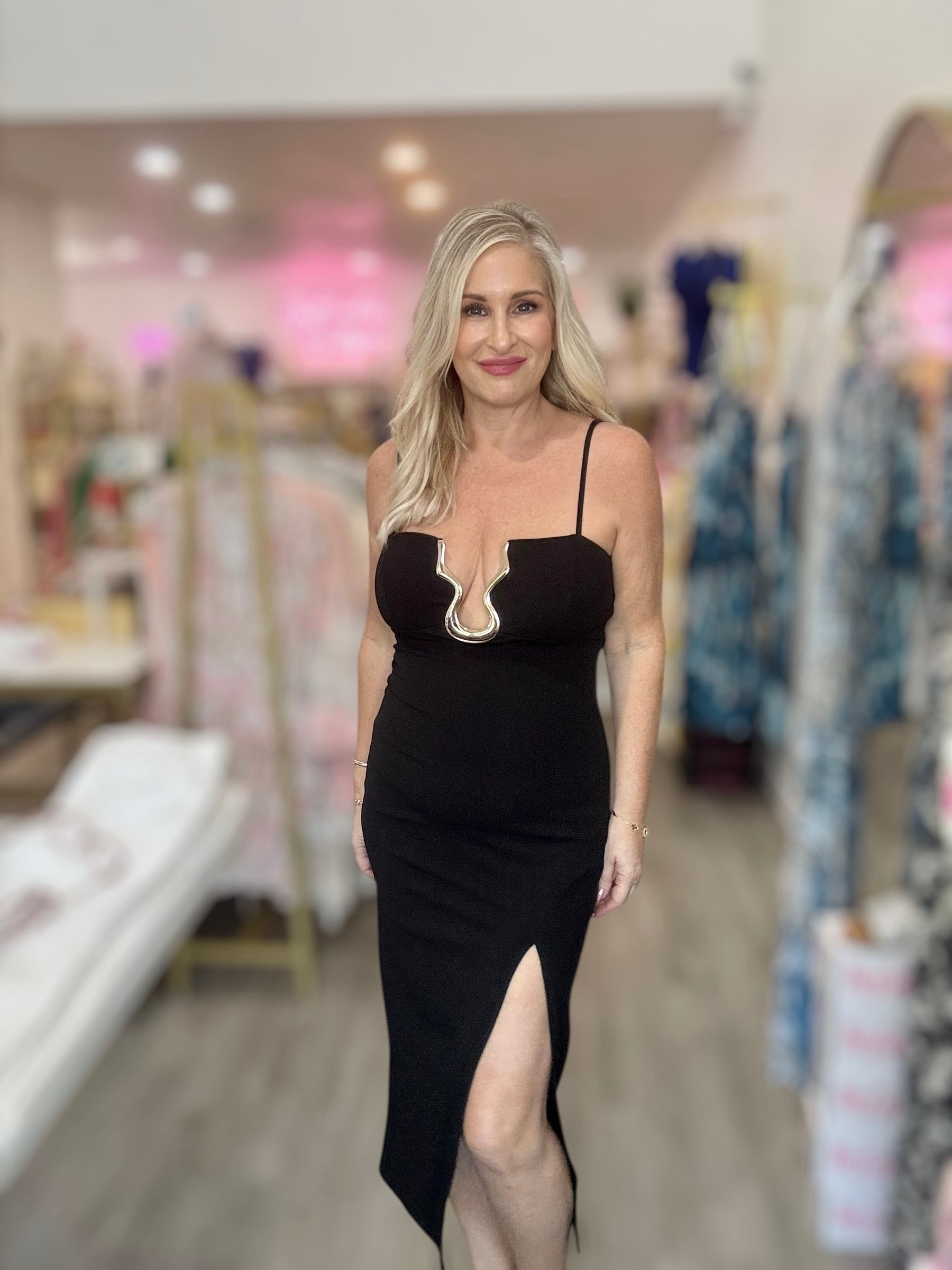 The Gold Trim Midi Dress