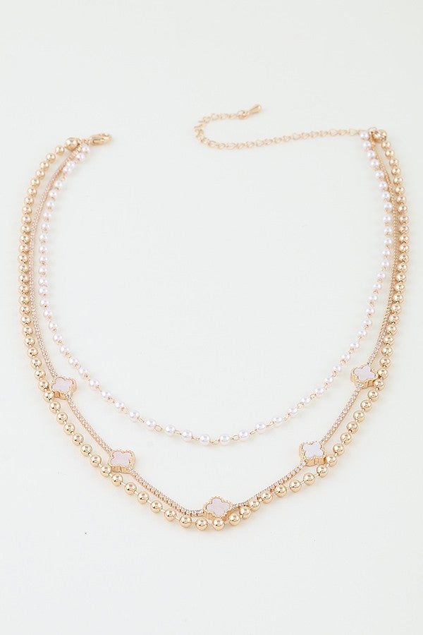 Multi Clover Charm Beaded Necklace