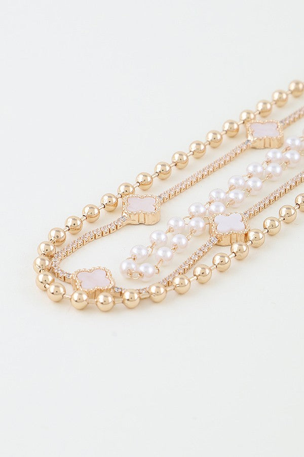 Multi Clover Charm Beaded Necklace