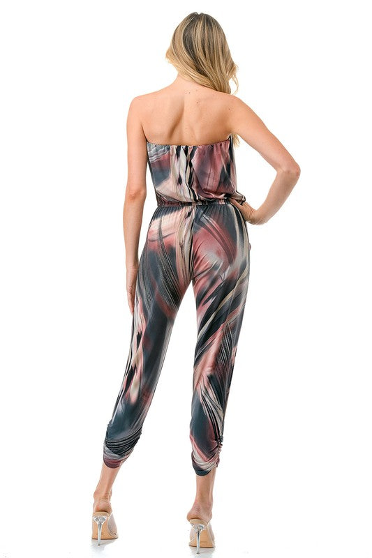 The Grey Strapless Jogger Jumpsuit