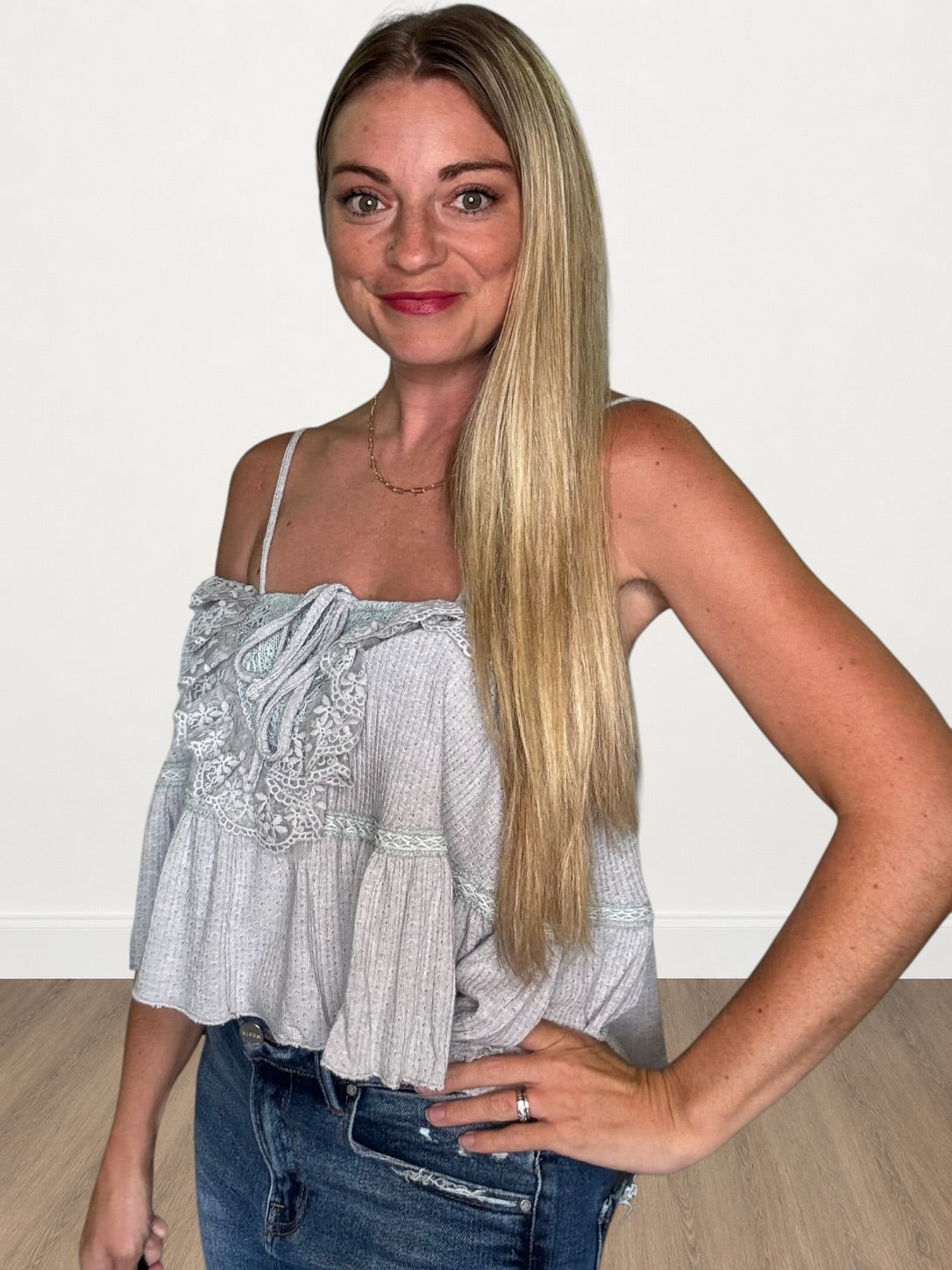 Lace Trim Spaghetti Strap Camisole Top