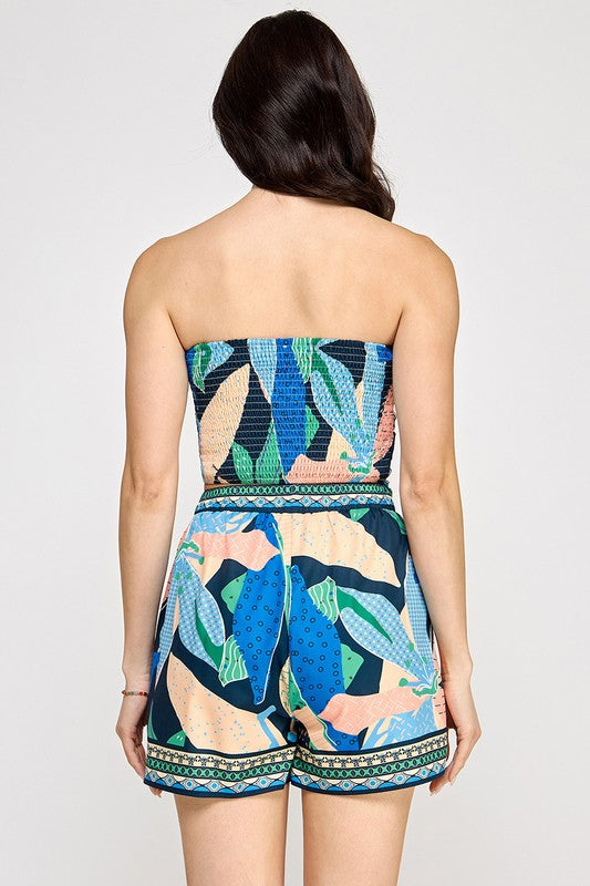 The Blue Printed Pleated Shorts