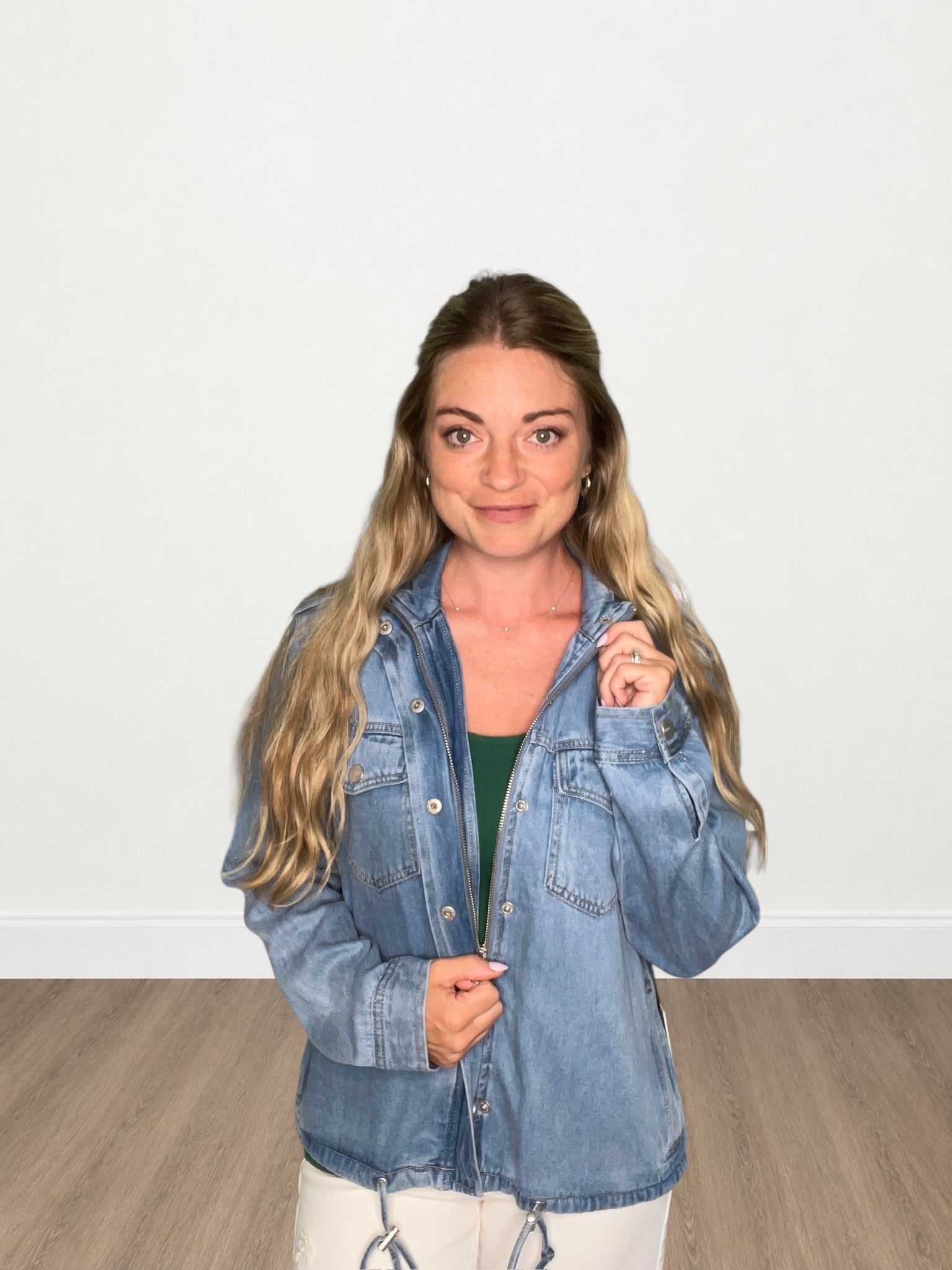 Medium Wash Back Storm Flap Denim Jacket