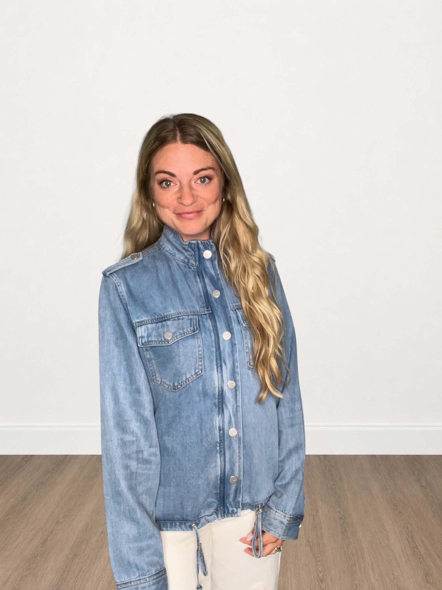 Medium Wash Back Storm Flap Denim Jacket