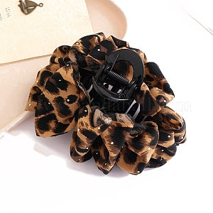 Black & Leopard Rhinestone Claw Clip