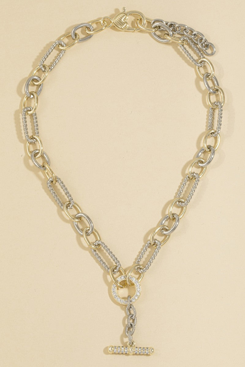 Two-Tone Pavé Toggle Necklace