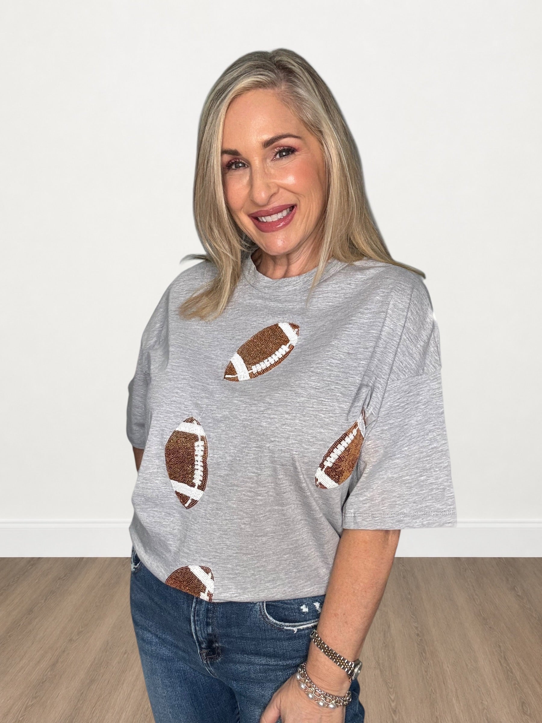Game Day Dazzling Football Sequin Tee