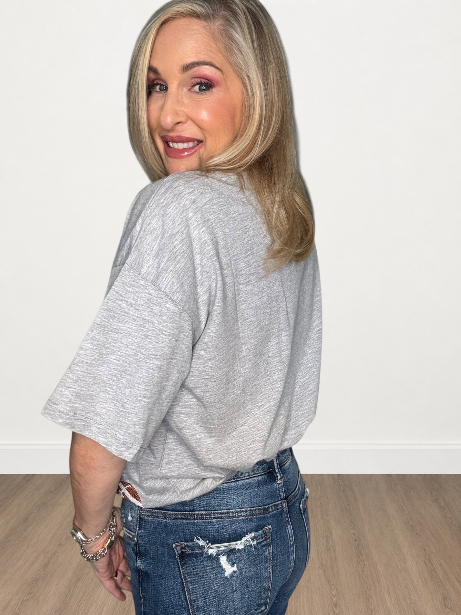 Game Day Dazzling Football Sequin Tee