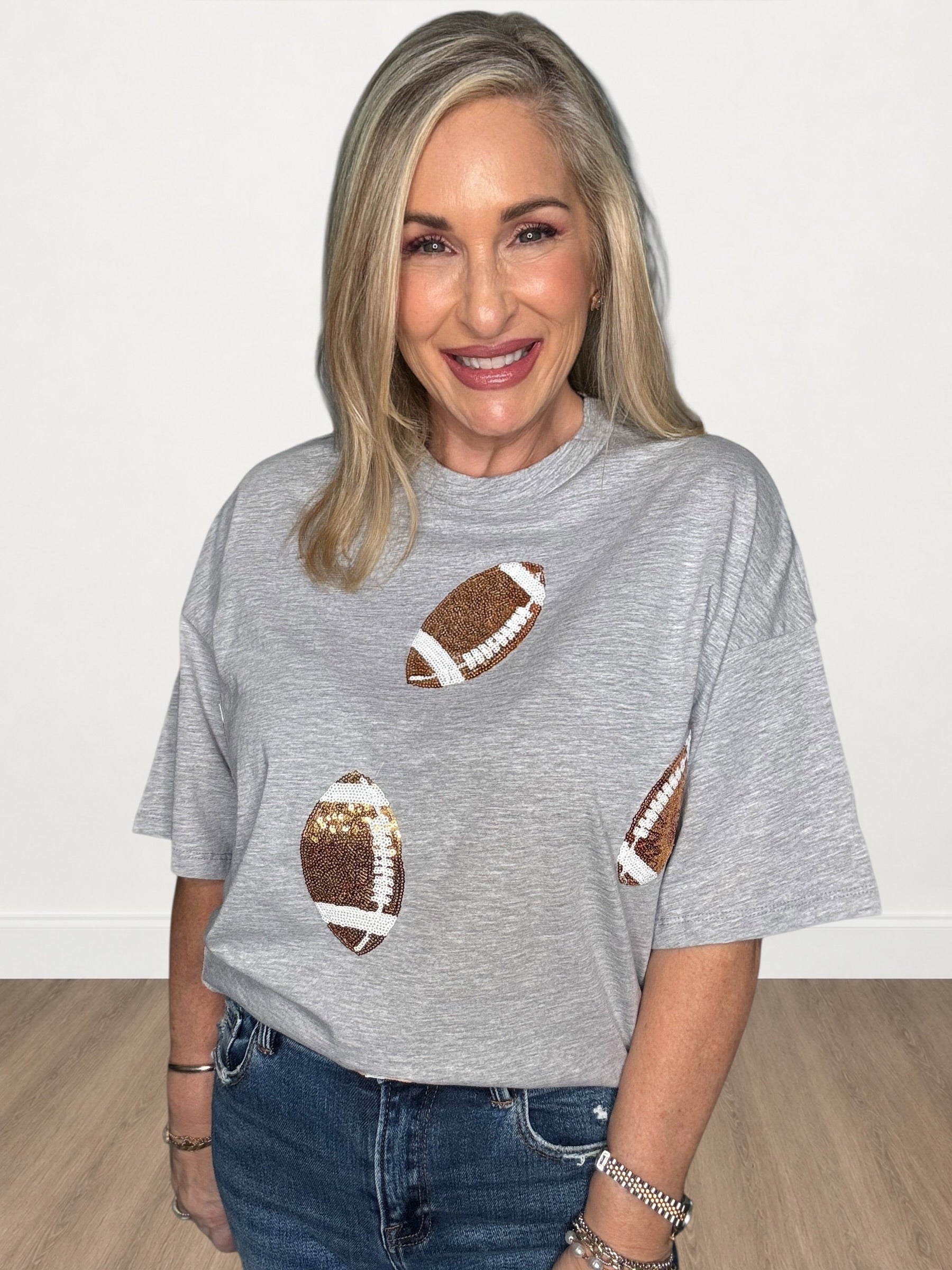 Game Day Dazzling Football Sequin Tee
