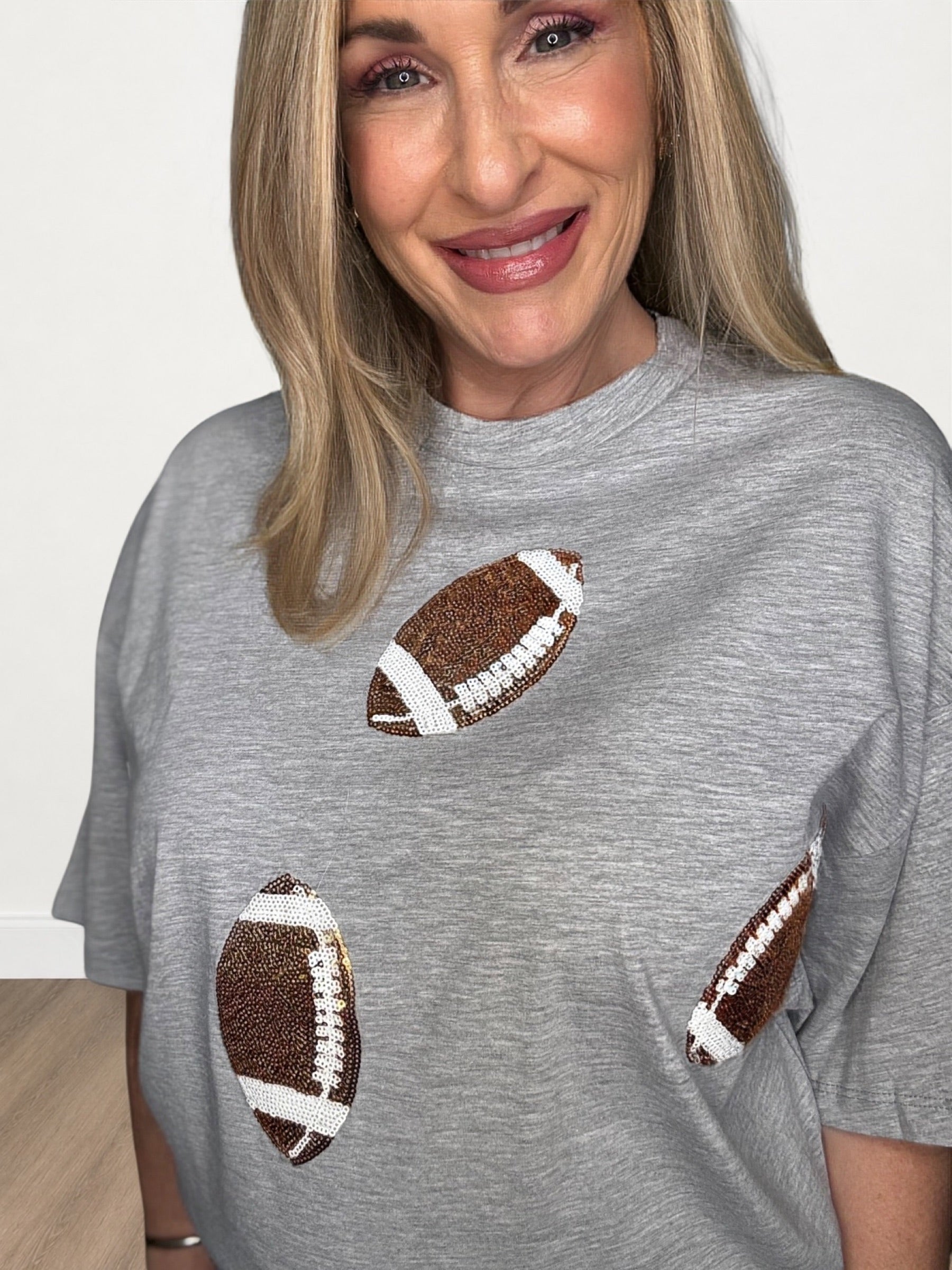 Game Day Dazzling Football Sequin Tee