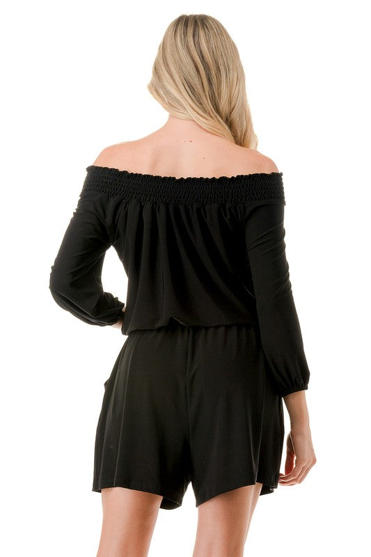 The Black Off The Shoulder Romper