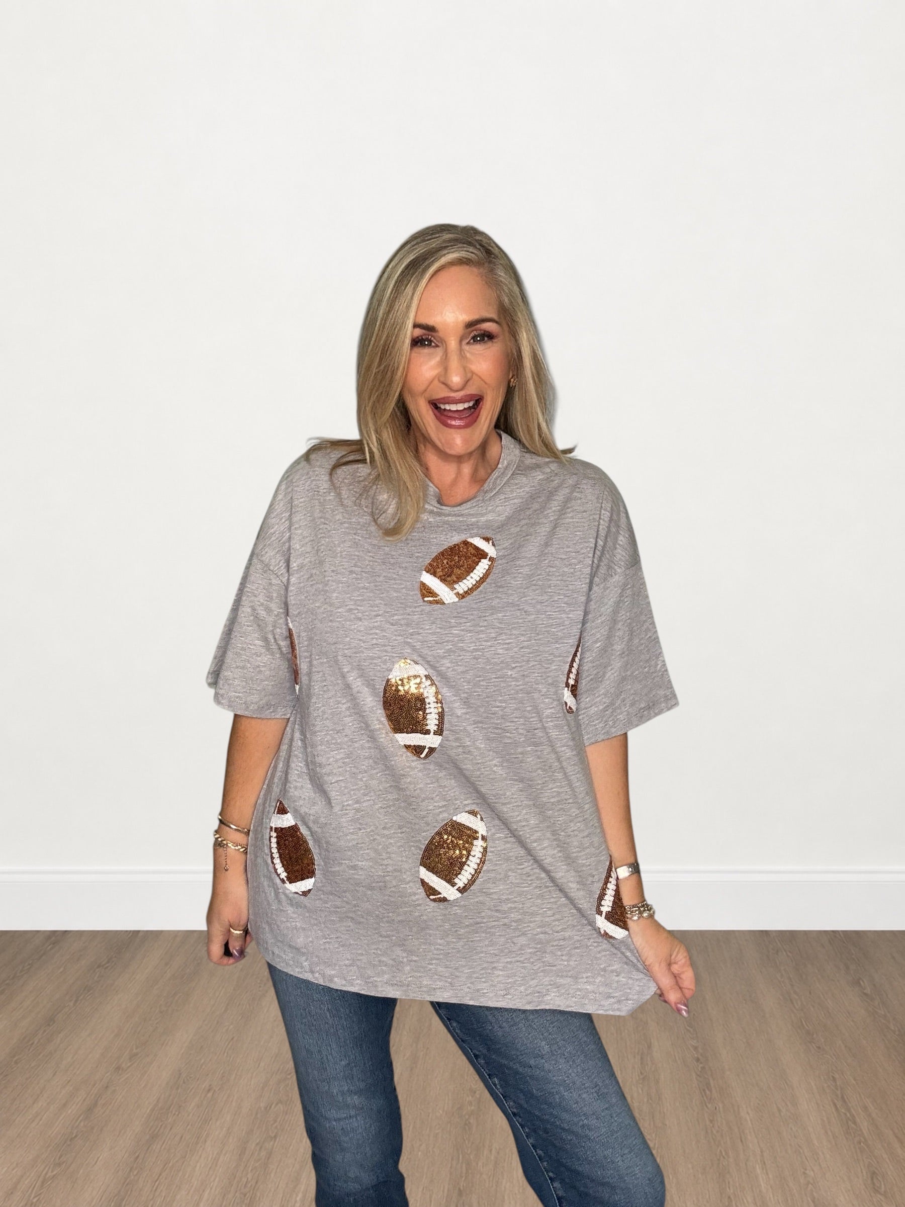 Game Day Dazzling Football Sequin Tee