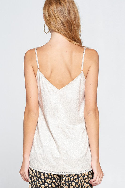 The Cream Leopard Satin Cami Top