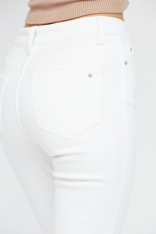 Mica High Rise Crop Flare White Jeans