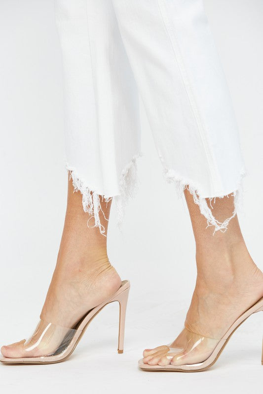 Mica High Rise Crop Flare White Jeans