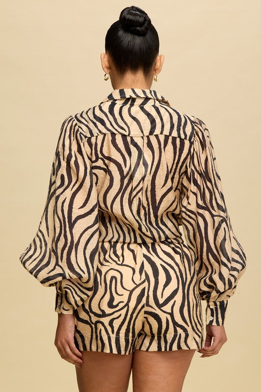 The Mocha Zebra Print Short Set