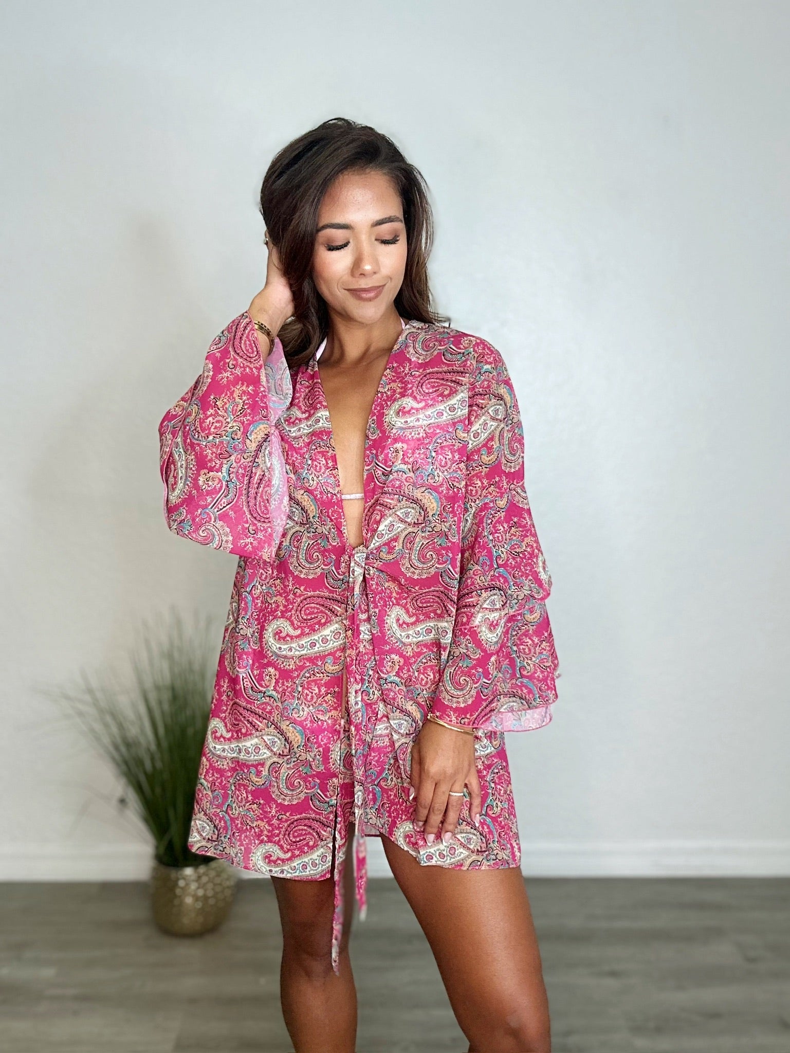 Pink Paisley Chiffon Cover-Up