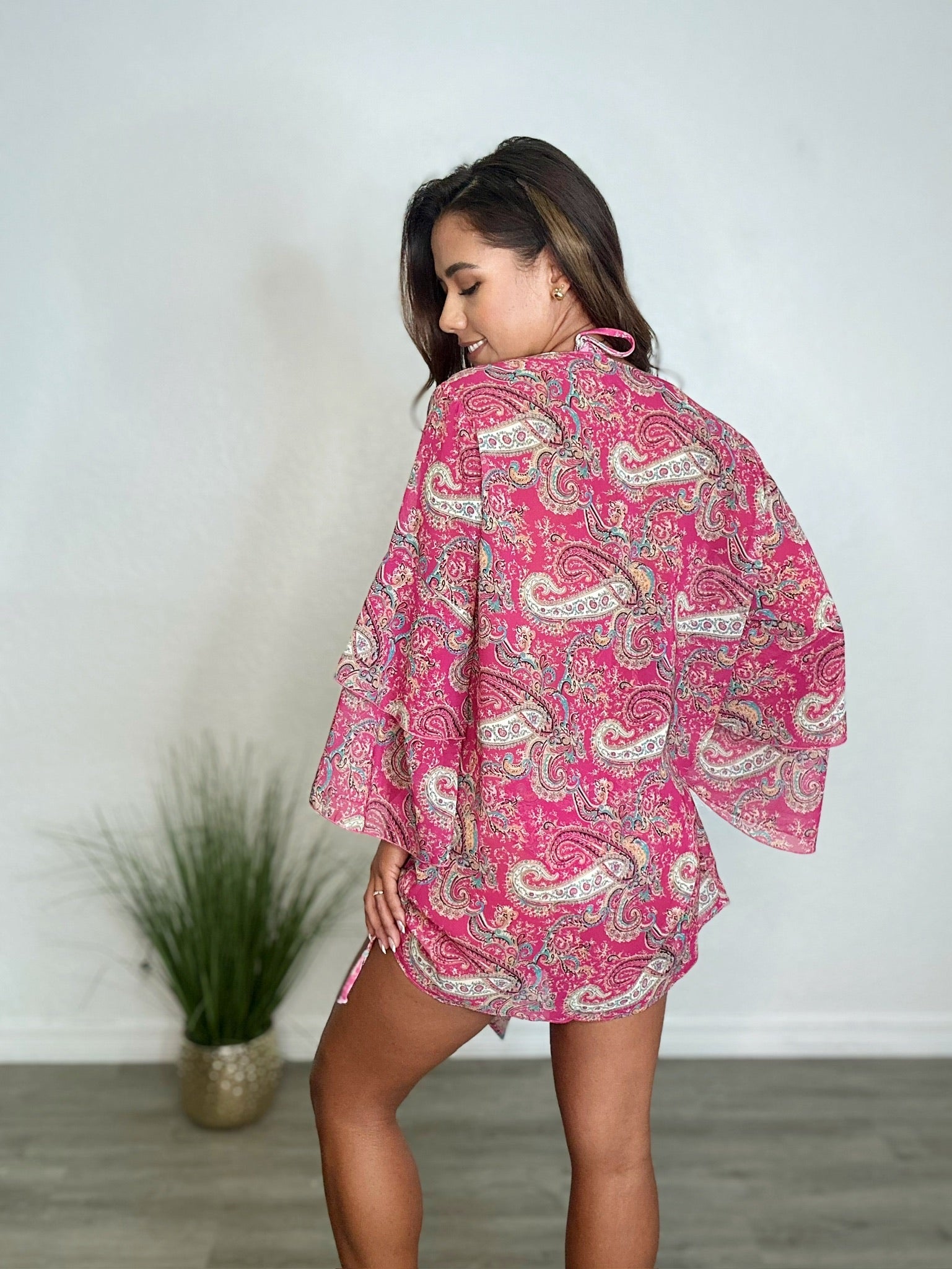 Pink Paisley Chiffon Cover-Up