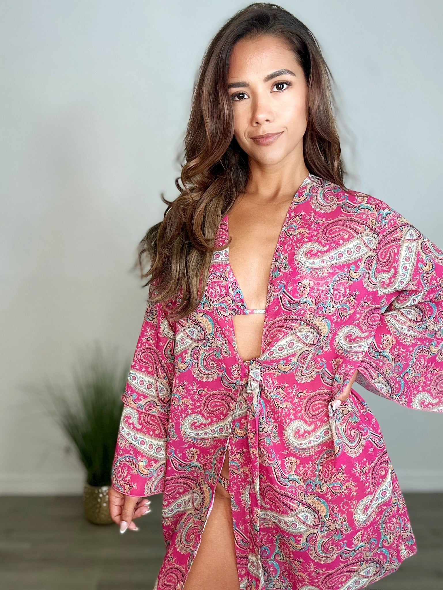 Pink Paisley Chiffon Cover-Up