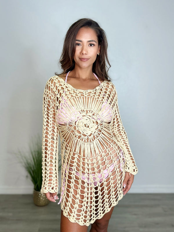 Hollow Out Crochet Beach Cover Up