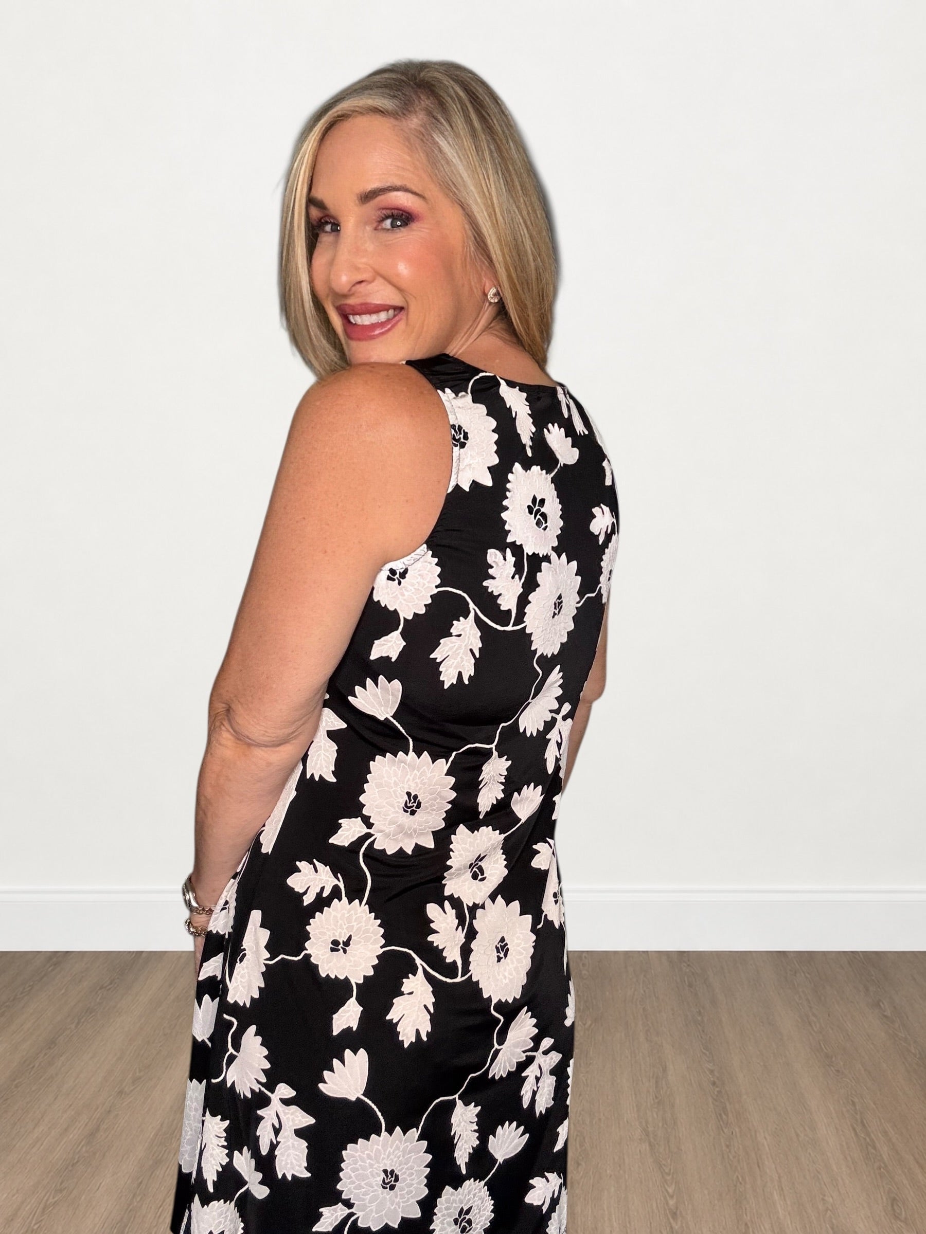 Daisy Print Tank Zipper Mini Dress
