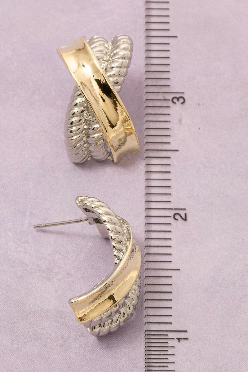 Gold Dipped Two Tone X Twist Earrings