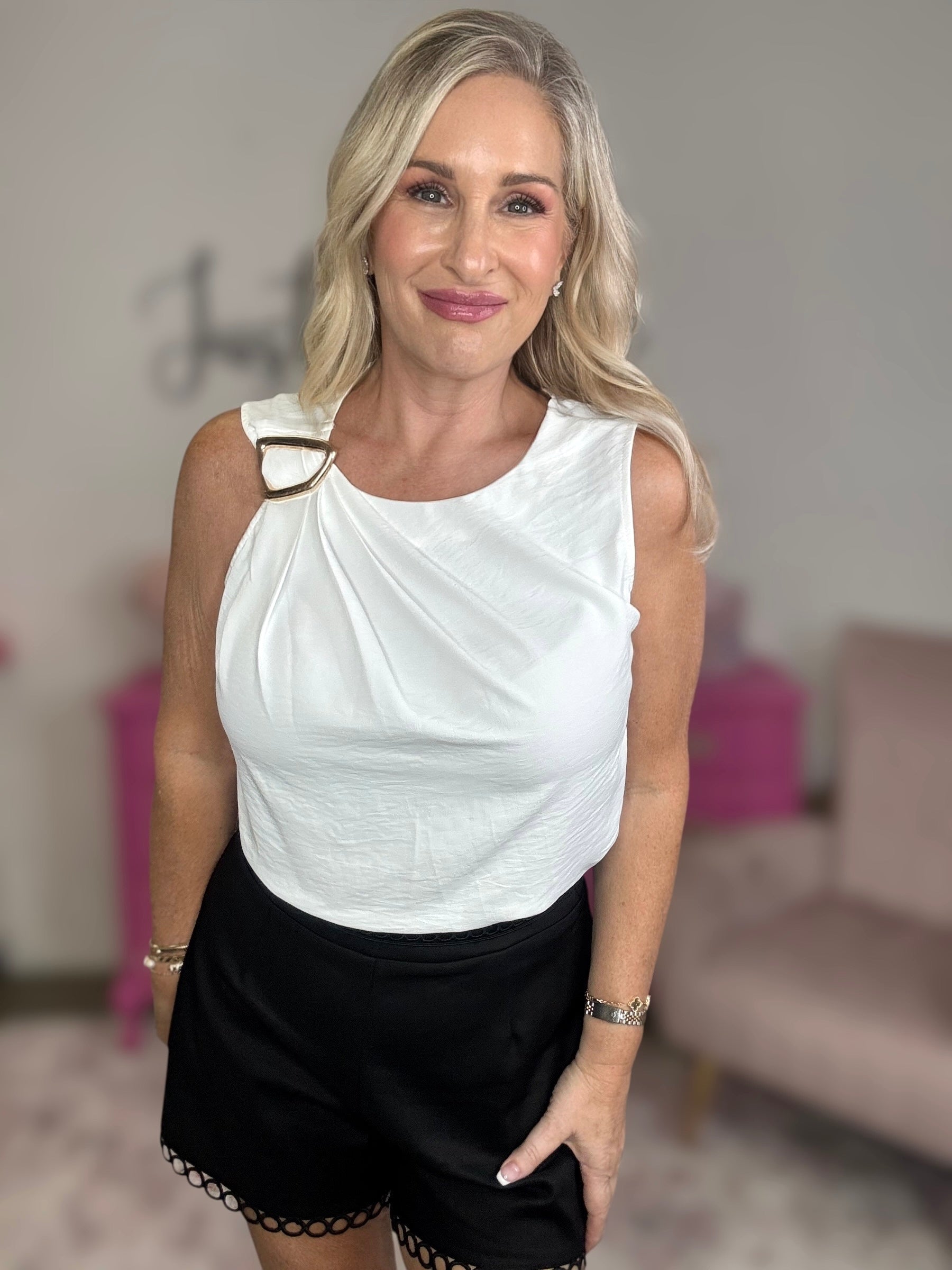 The Sleeveless Gold Trim Top