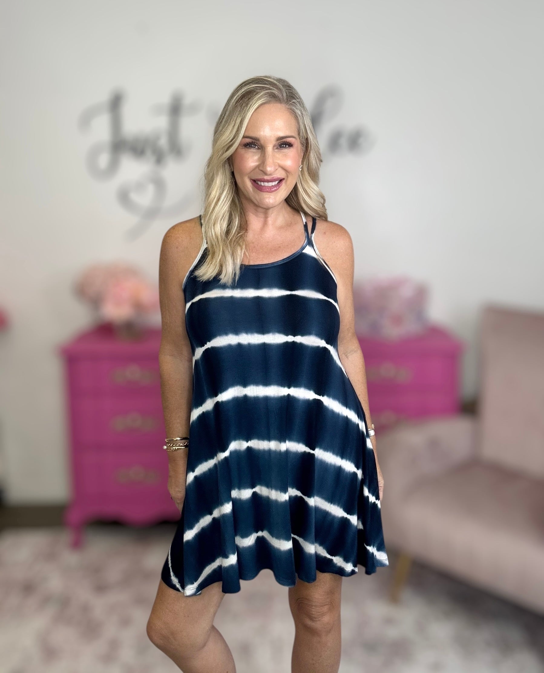 The Navy Tie Dye Swing Dress