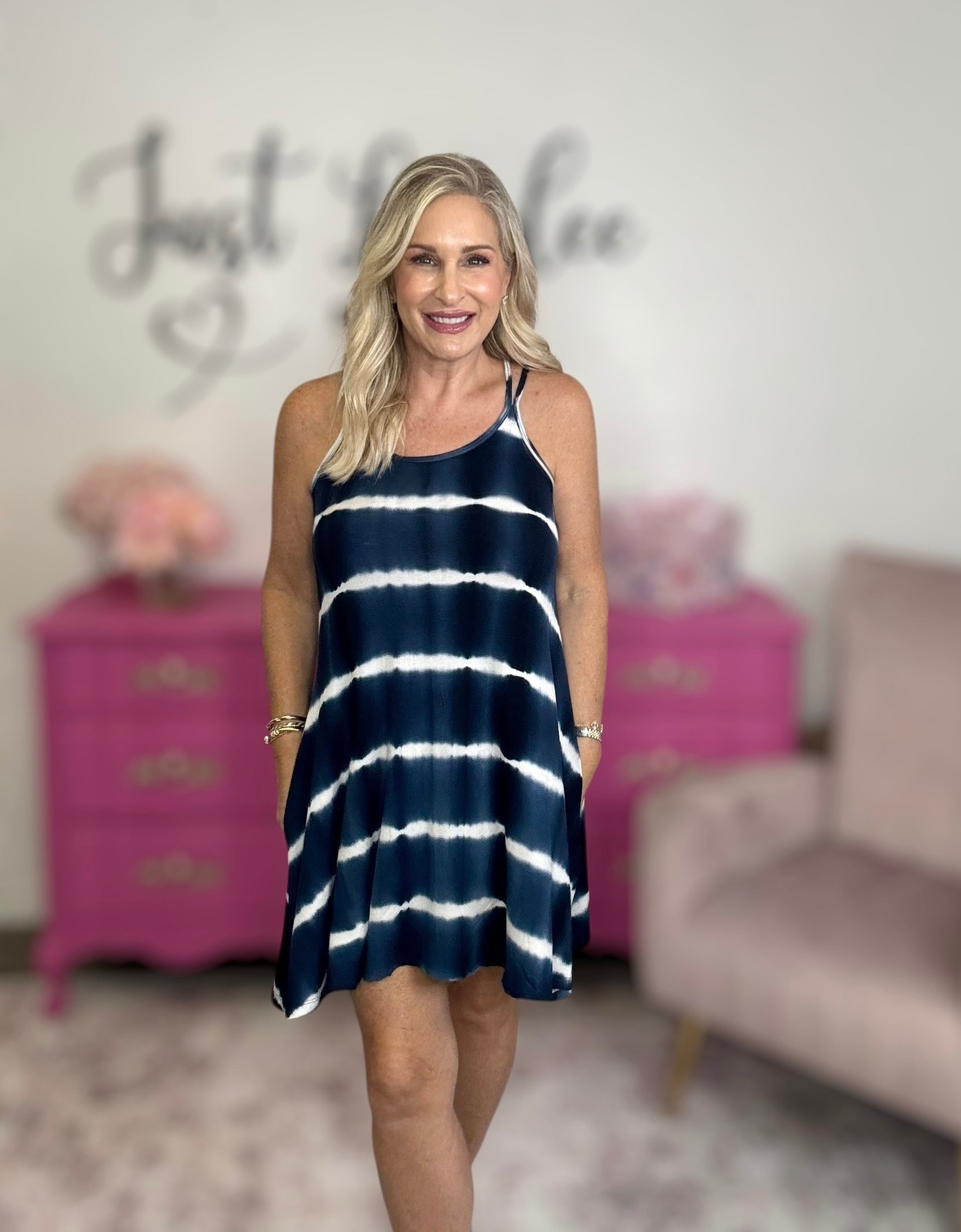 The Navy Tie Dye Swing Dress