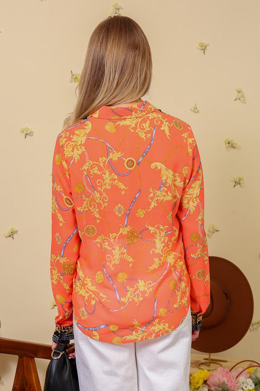 The Coral Printed Blouse Top