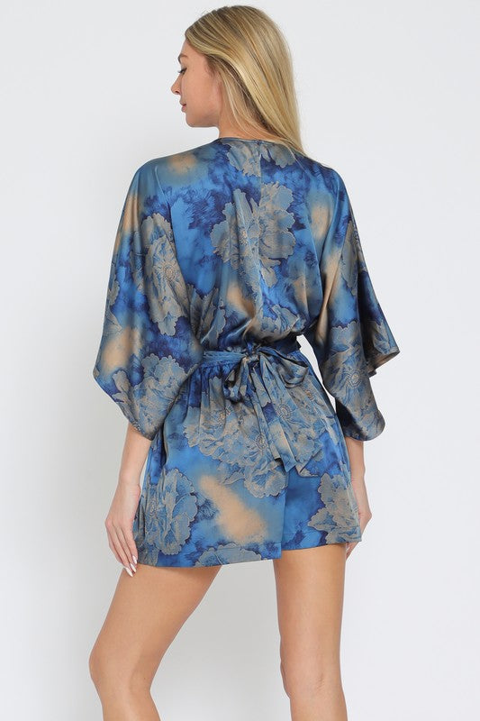 The Blue Kimono Sleeve Romper