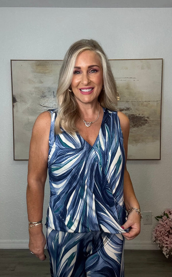Tropical Blue Printed Top