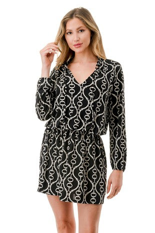 The Smocking Waistline Long Sleeve Dress