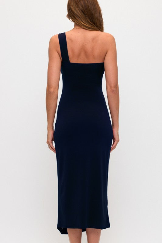 The Hammered Circle One-shoulder Dress