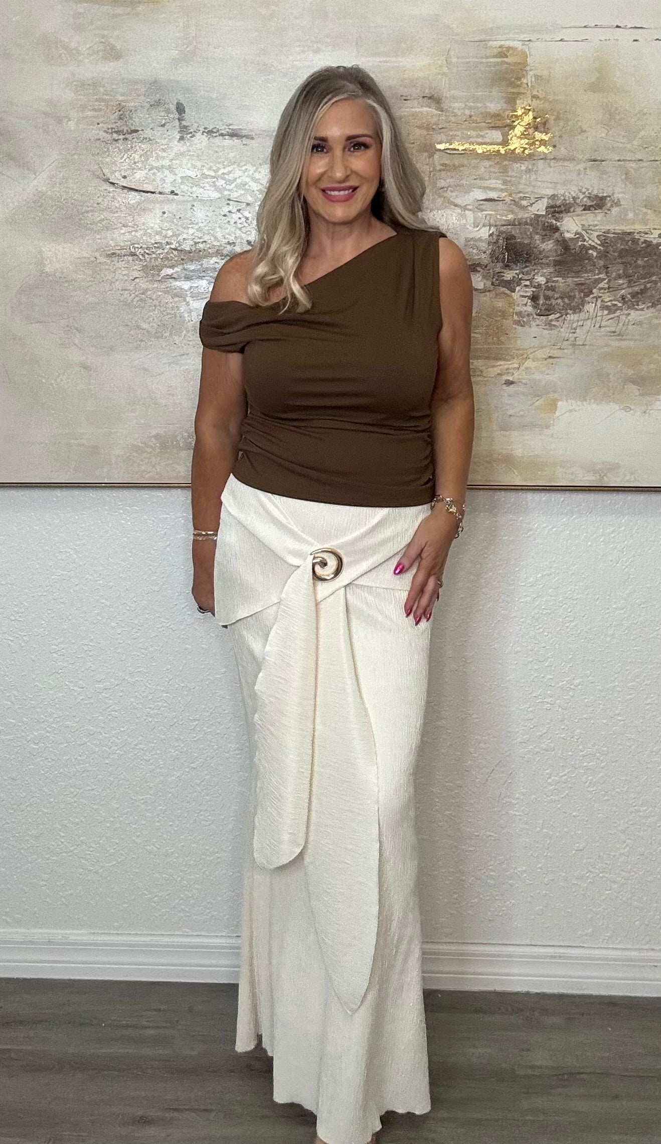 Elevated One Shoulder Slant Top