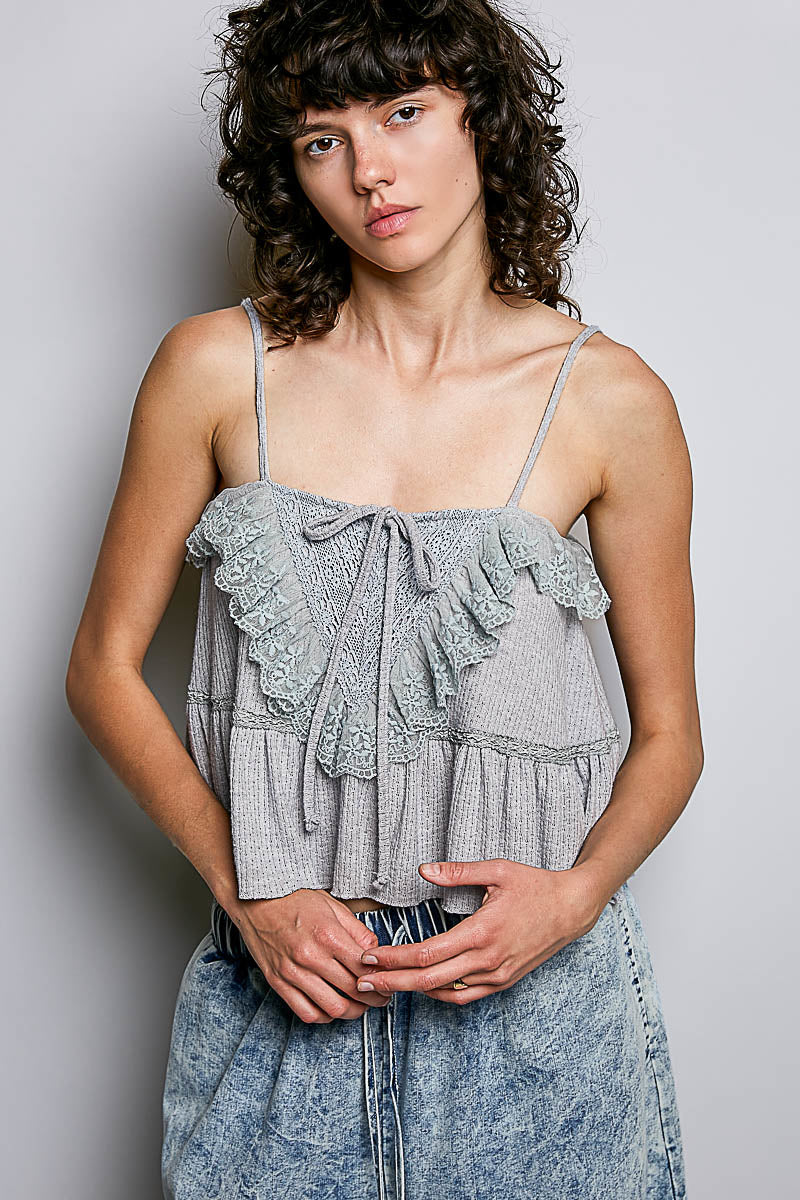 Lace Trim Spaghetti Strap Camisole Top