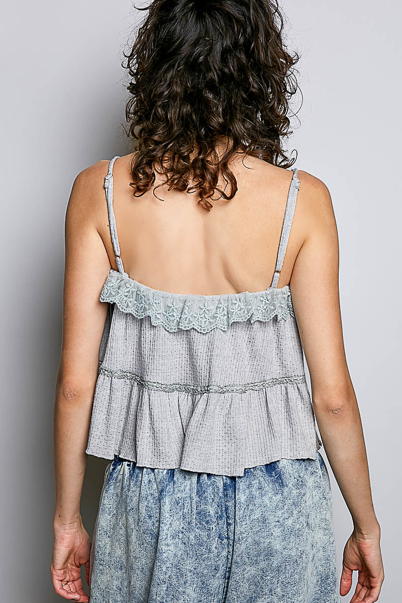 Lace Trim Spaghetti Strap Camisole Top