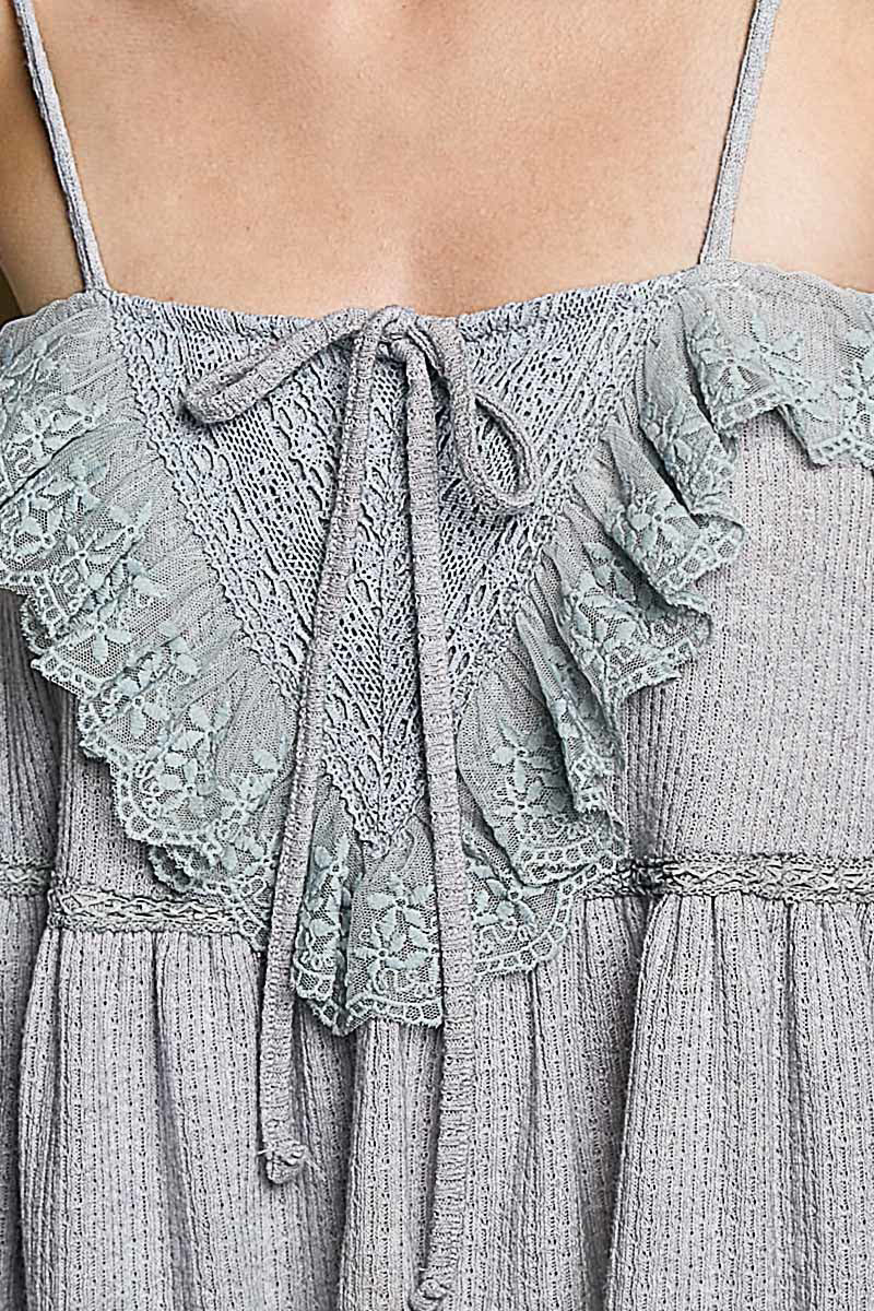 Lace Trim Spaghetti Strap Camisole Top