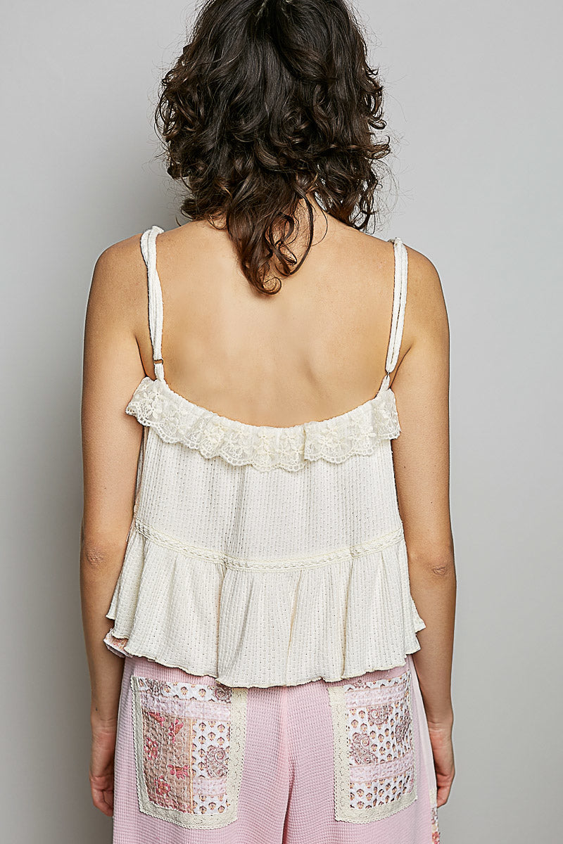 Lace Trim Spaghetti Strap Camisole Top