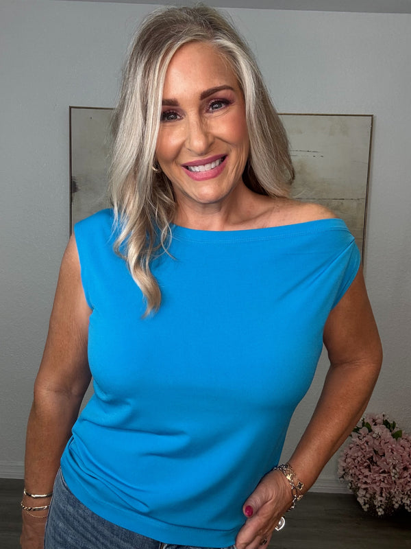 Boat Neck Asymmetric Off Shoulder Top