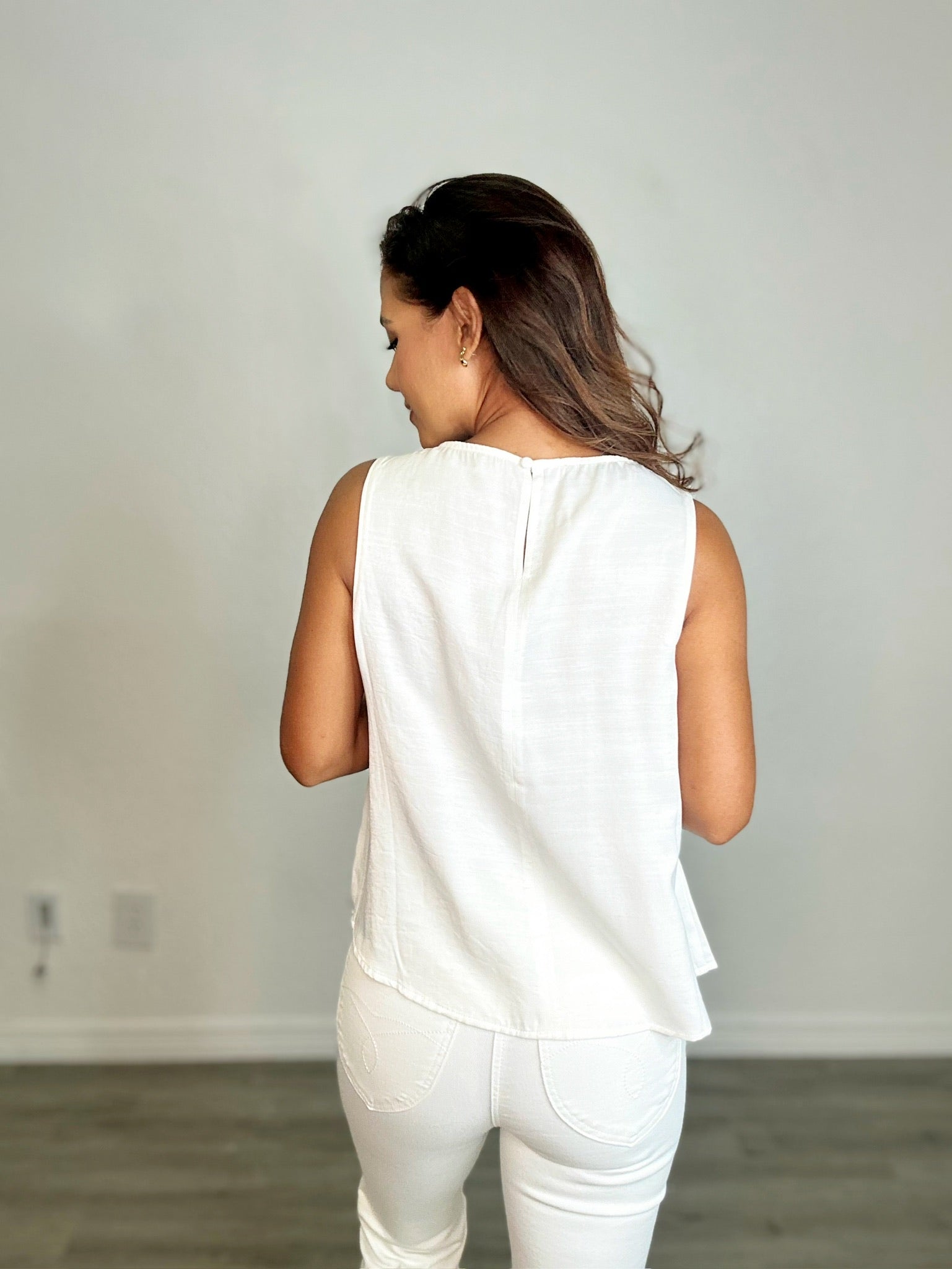 Sleeveless Top with Gold Buckle