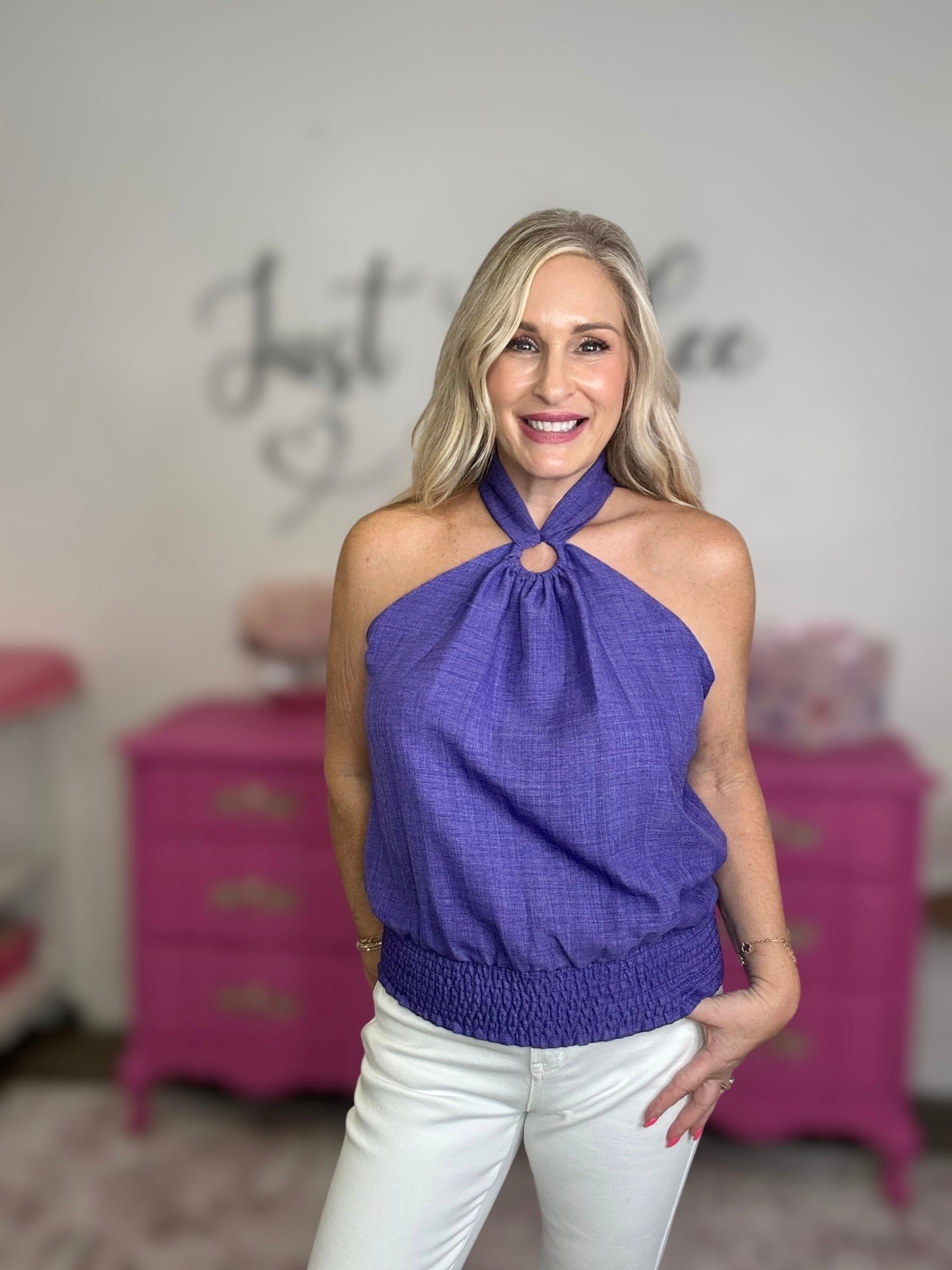 The Purple Keyhole Halter Top