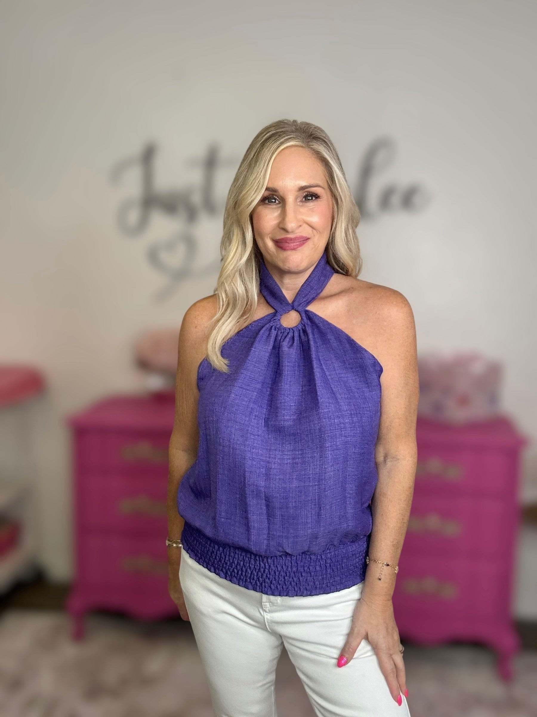 The Purple Keyhole Halter Top