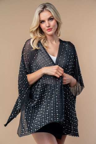 The Pearl Beaded Mesh Cardigan Top