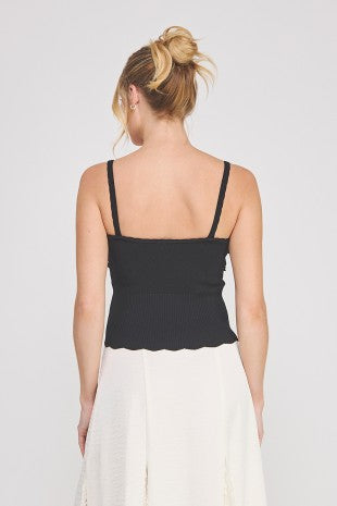 Floral Textured Ribbed Knit Tank Top