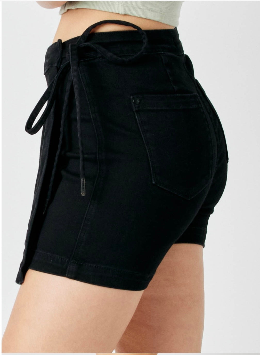 Judy Blue Black Denim Side Tie Skort