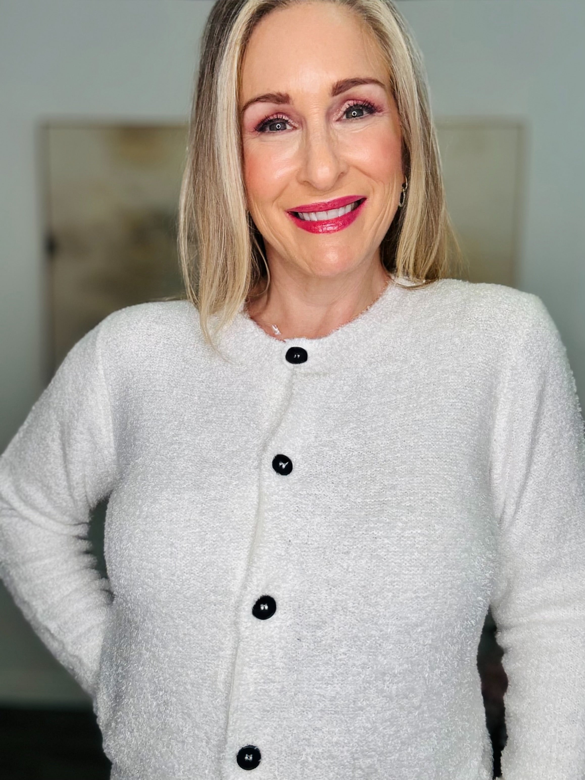 The Lovelee Button Down Fuzzy Soft Sweater