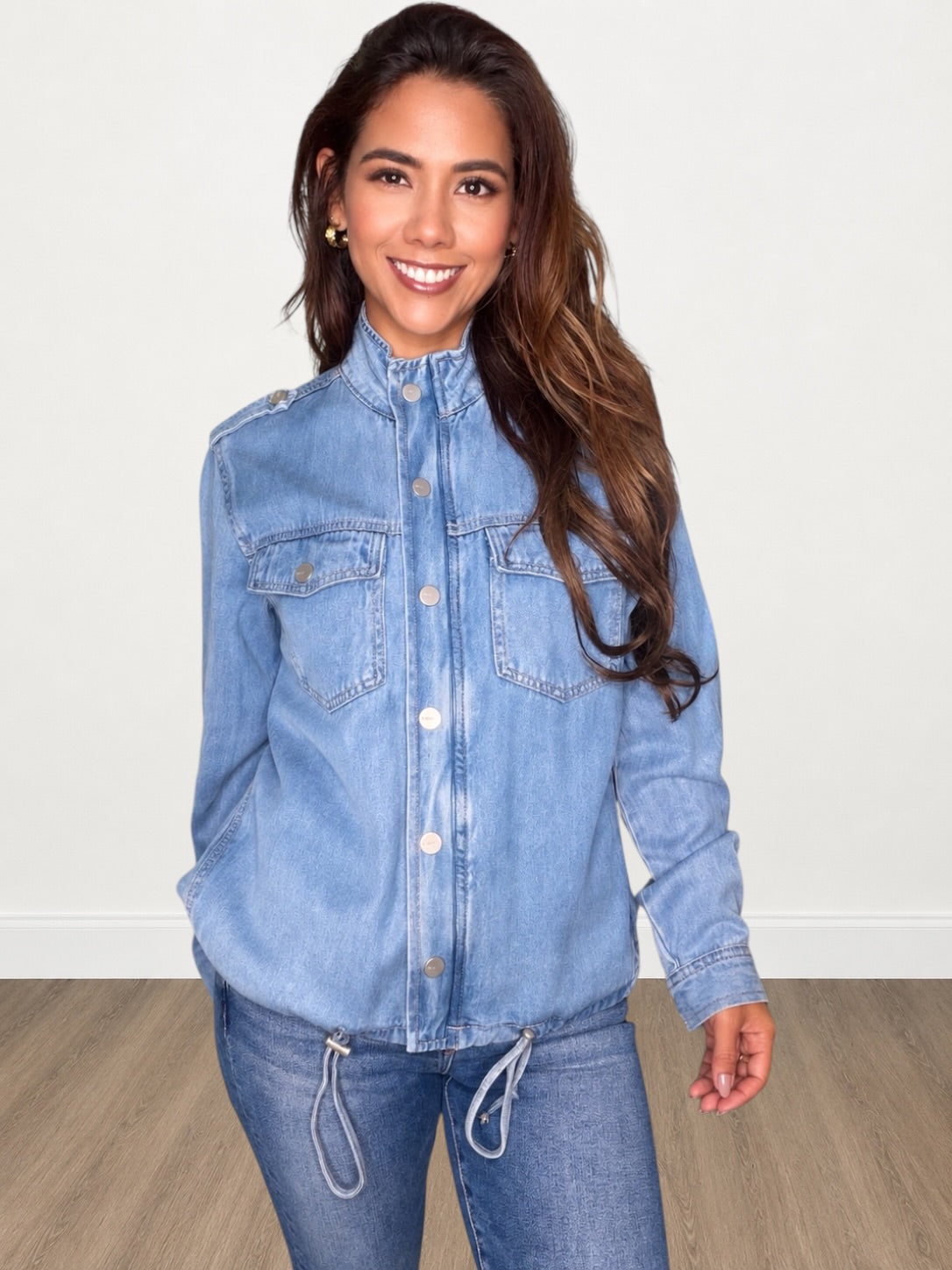 Medium Wash Back Storm Flap Denim Jacket