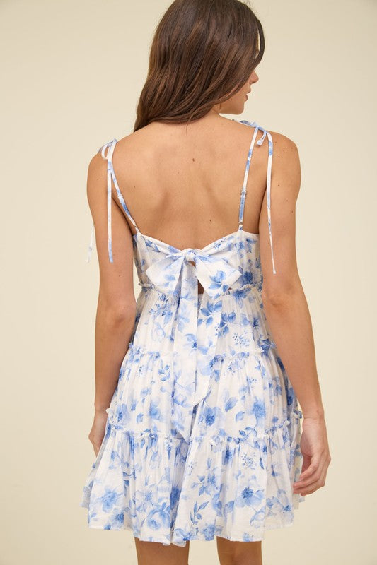 Floral Back Tie Dress